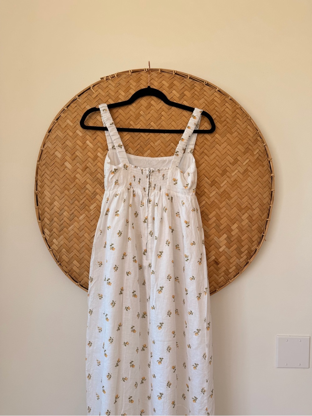 REFORMATION TANA FLORAL LINEN MAXI DRESS SMOCKING RUCHED STRAPS BOHO EUROSUMMER - Picture 11 of 15